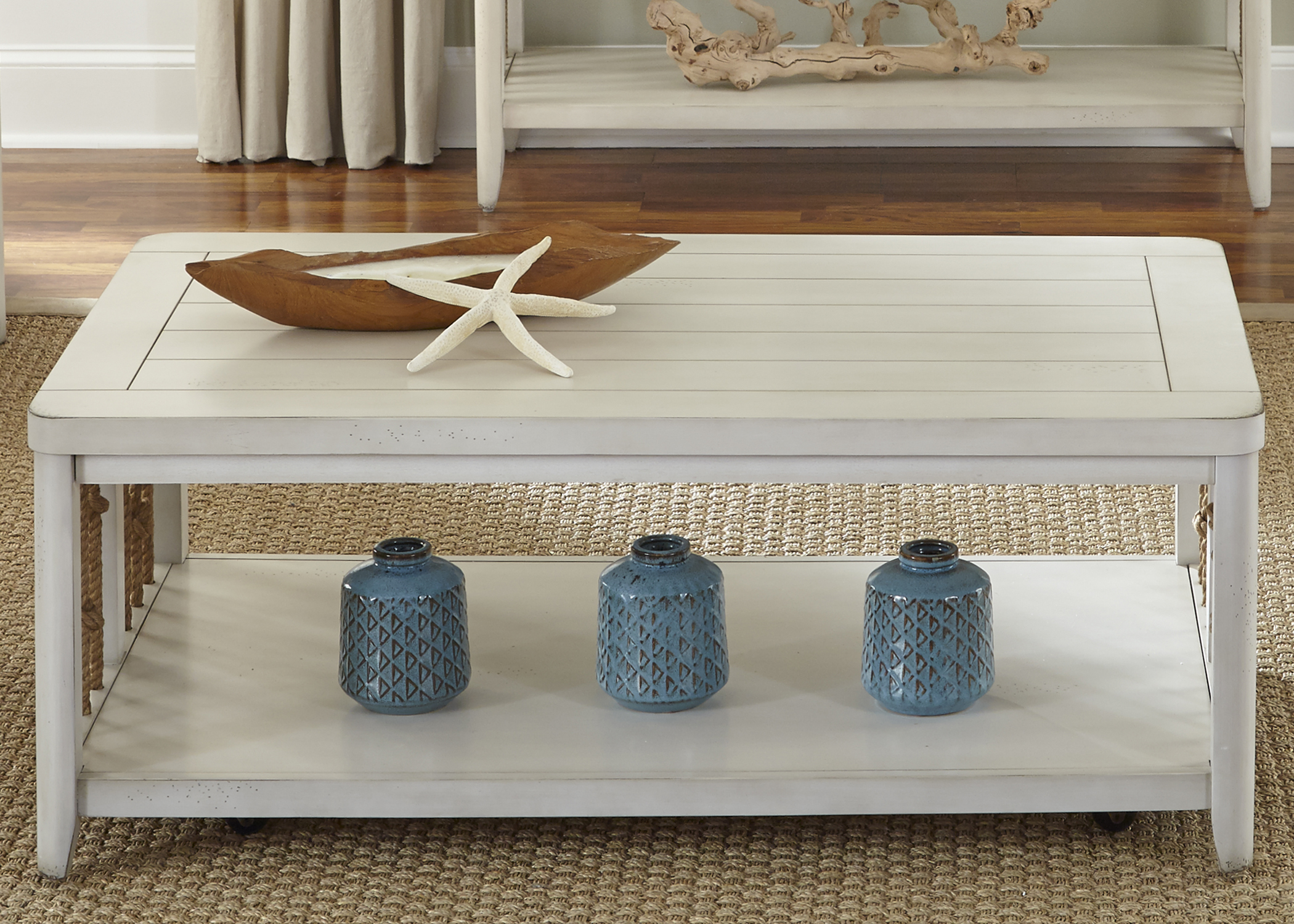 Liberty Furniture Dockside II Coastal Cocktail Table with Rope Accents A1 Furniture & Mattress